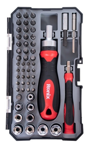 Kit Chave De Fenda + Bits 55 Peças Ronix Rh-2717