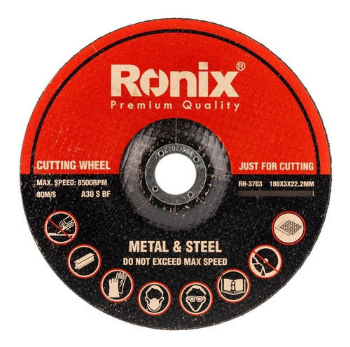 Disco De Corte Inox 7 Pololegadas 180mm X 3mm Ronix Rh-3703